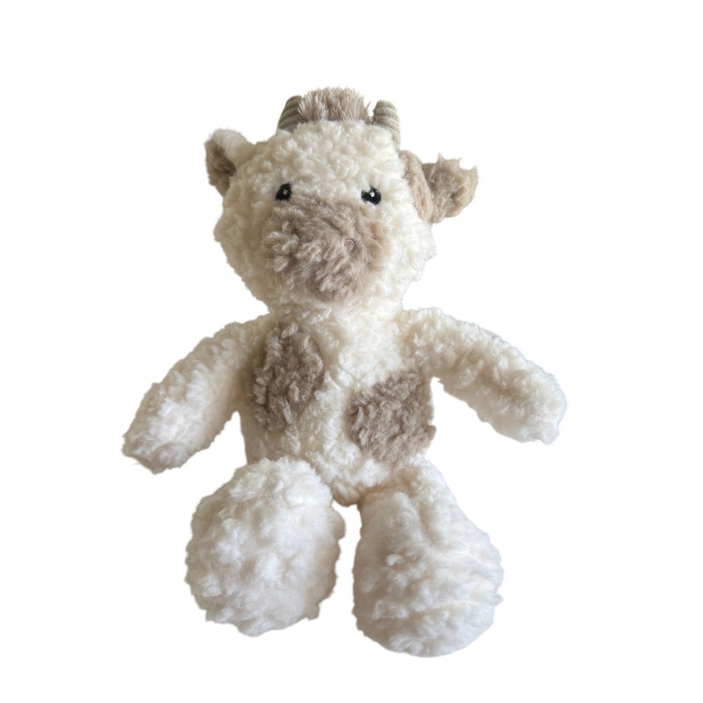 Walgreens Plush Cow Cream Tan Sherpa Texture Corduroy Horns Farmhouse Stuffie